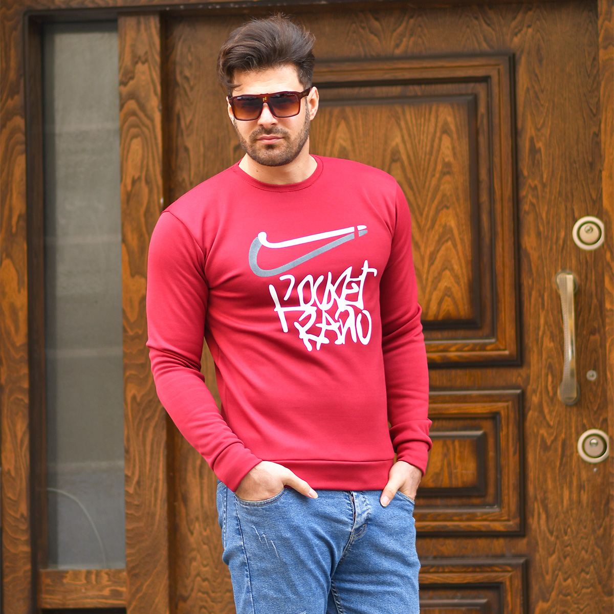 پلیور تو کرکی قرمز مردانه مدلRARO