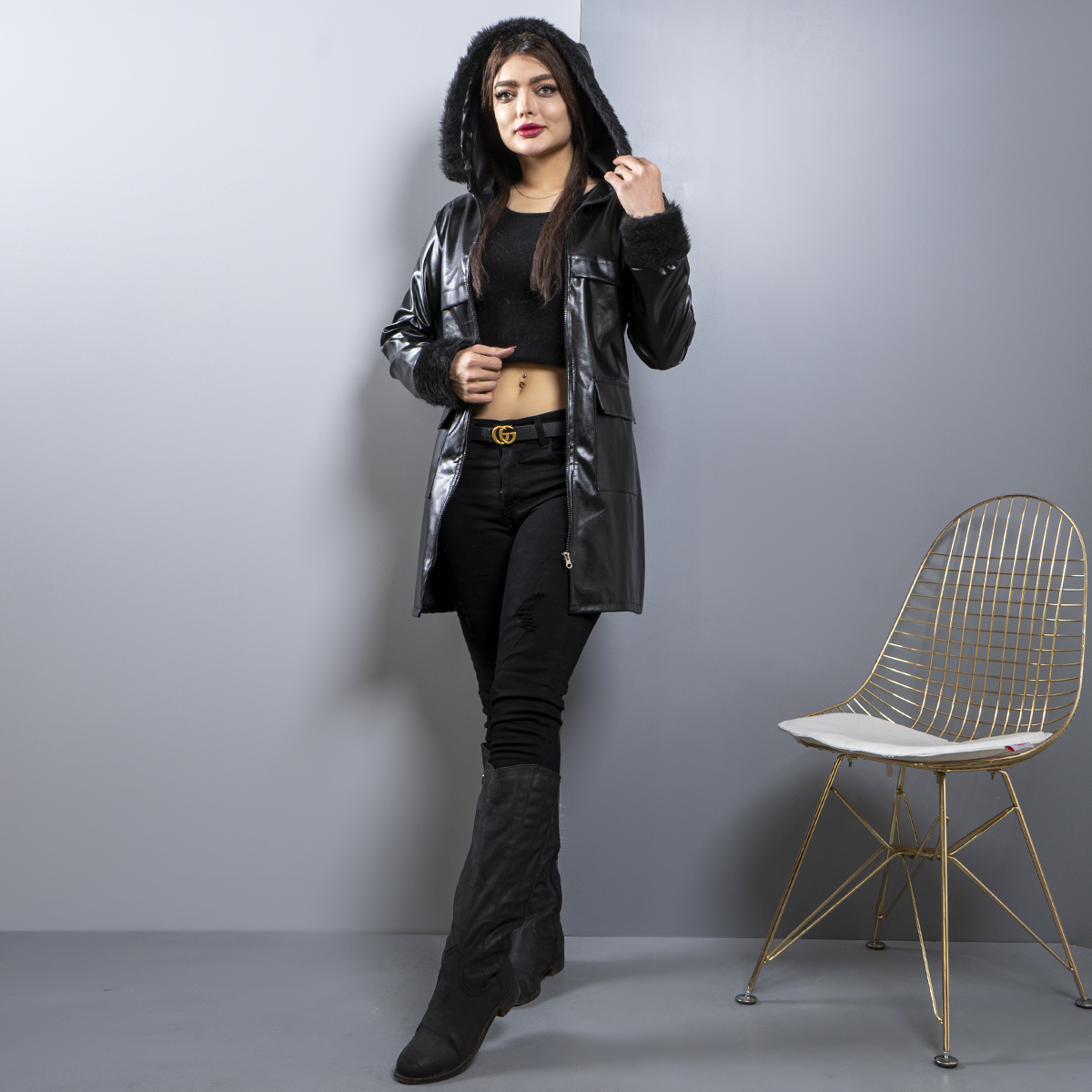 مانتو چرم دخترانه مدل Targol