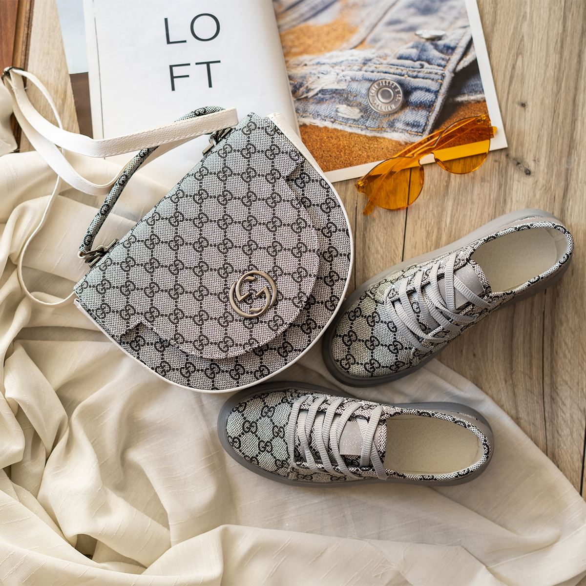 ست کیف و کفش دخترانه طوسی مدل VALERIA