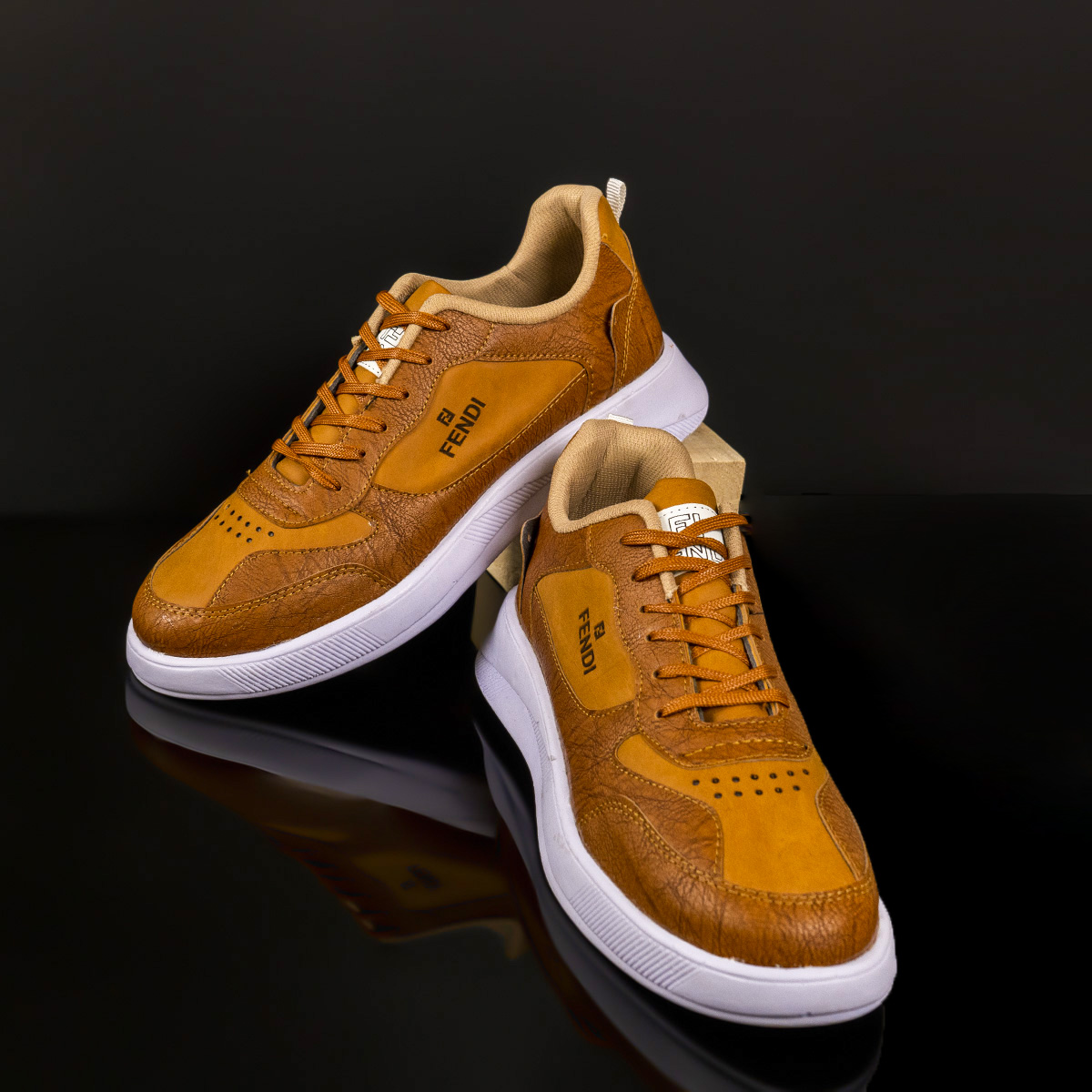 کفش فندی عسلی مردانه مدل Vidash