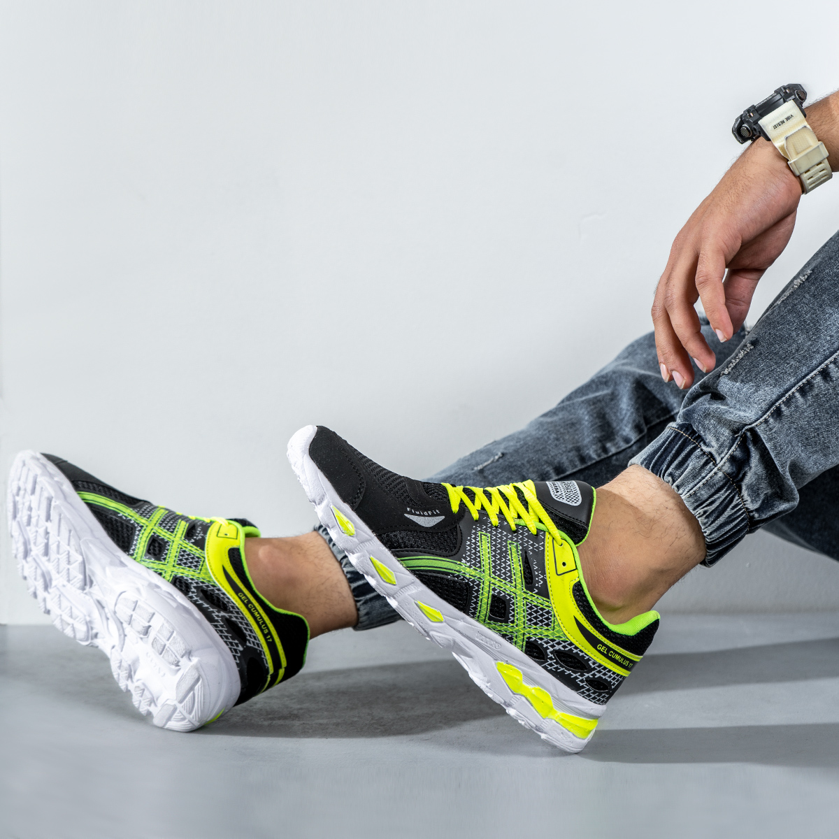 کفش ورزشی اسیکس مردانه مشکی سبز مدل kayano