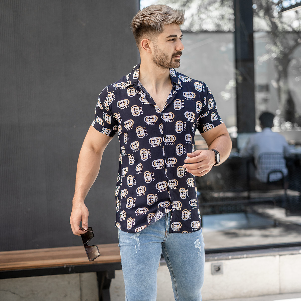 پیراهن هاوایی مردانه گوچی مدل Baten