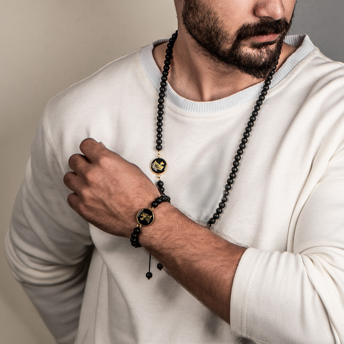 نیم ست مهره ای مشکی مدل Shahrivar