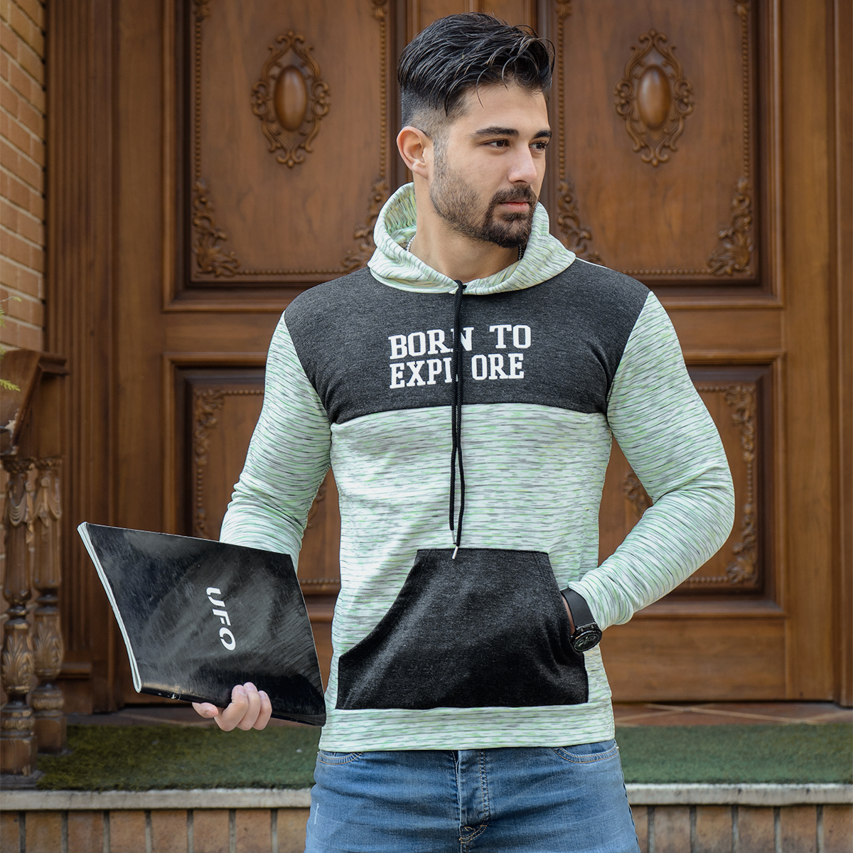 هودی رنگی دو تیکه مردانه مدل Born