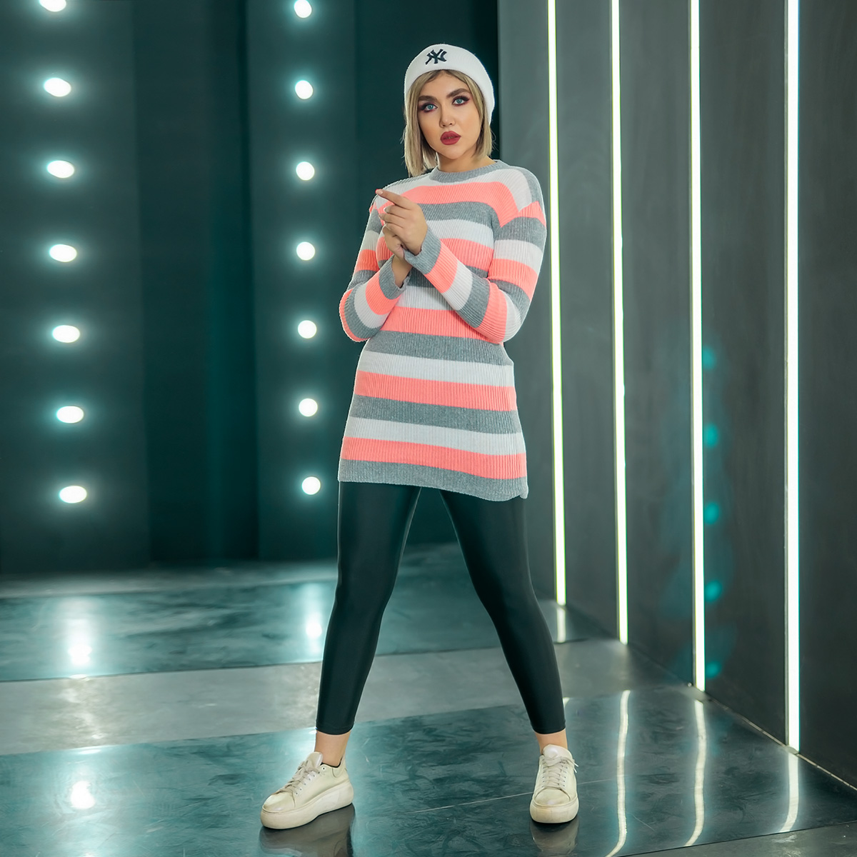 زیرسارافونی بافت دخترانه مدل sahel رنگ طوسی صورتی