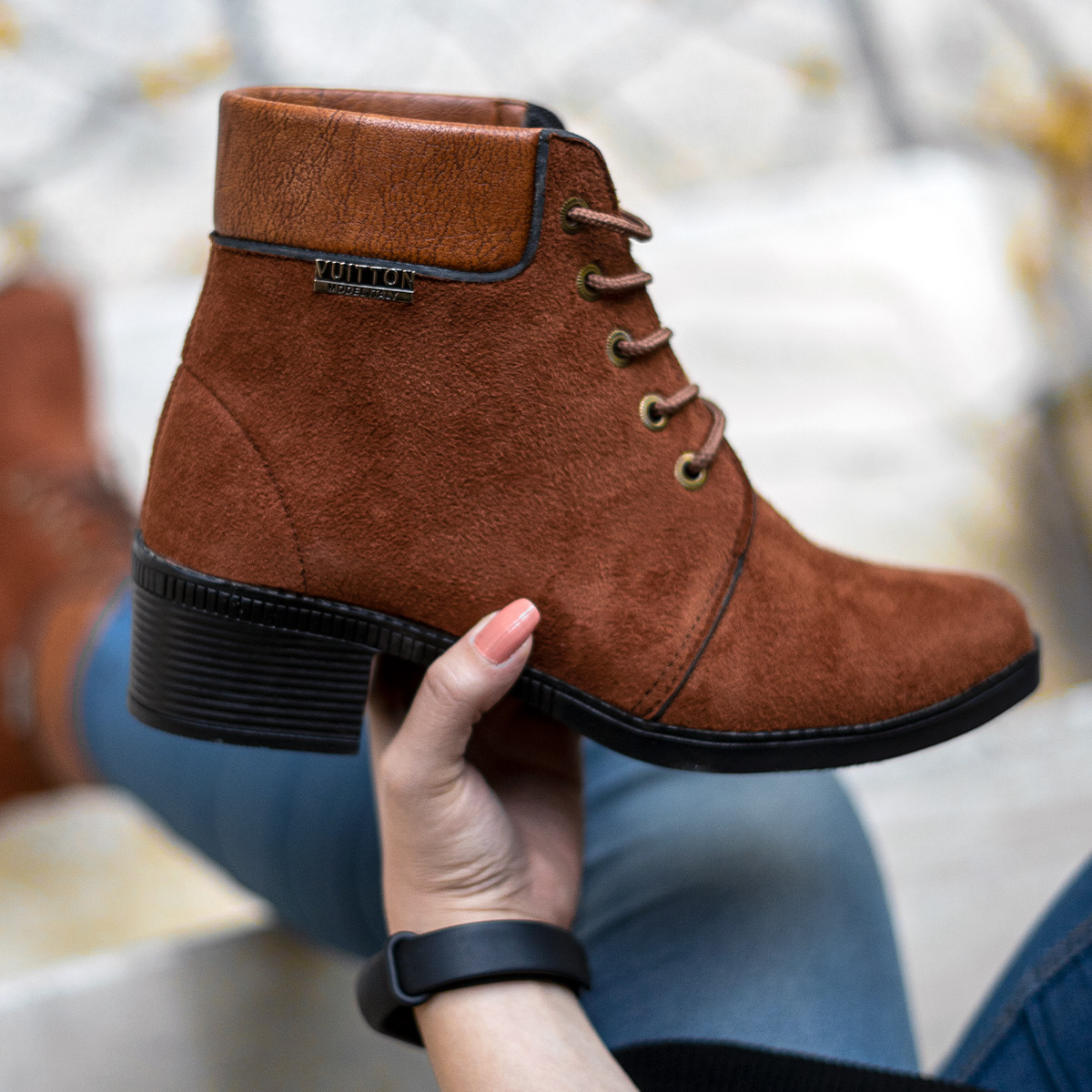 نیم بوت دخترانه قهوه ای مدل Diana