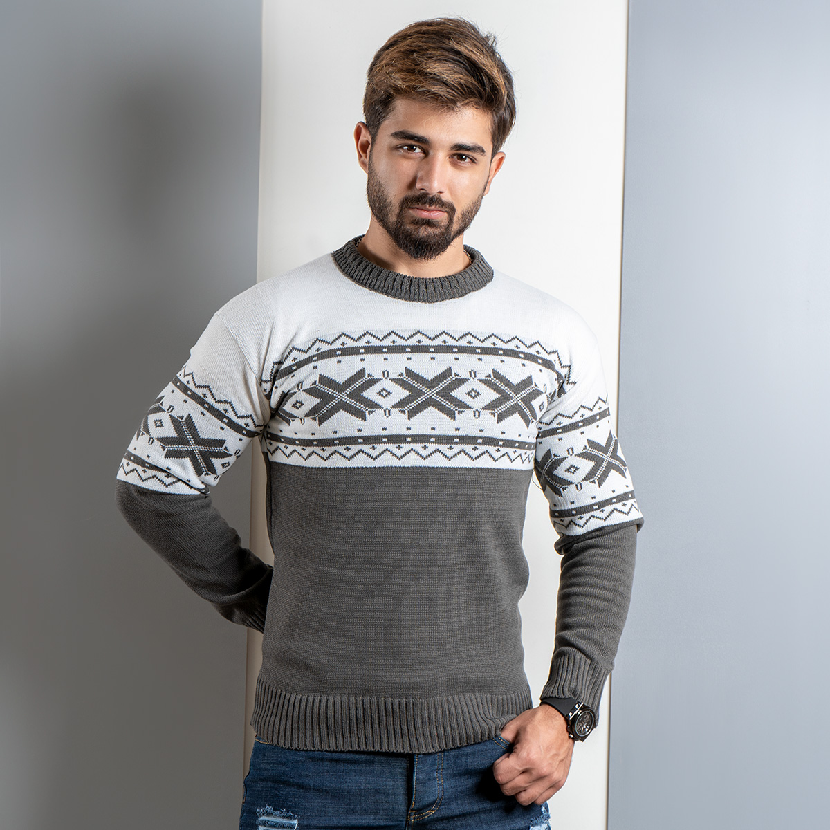 پلیور مردانه (T) خاکی مدل Servin