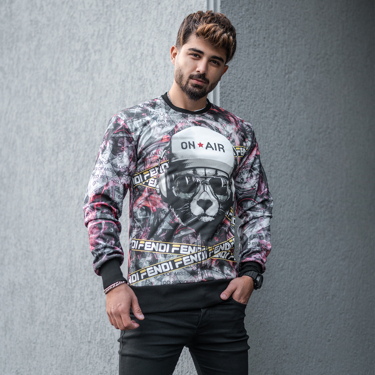 تکپوش مردانه یقه گردمدل گربه