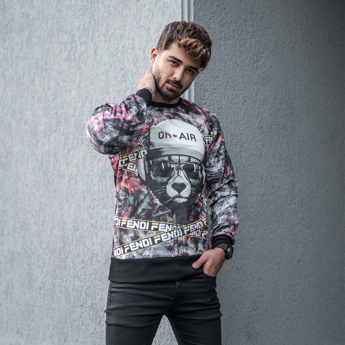 تکپوش مردانه یقه گردمدل گربه