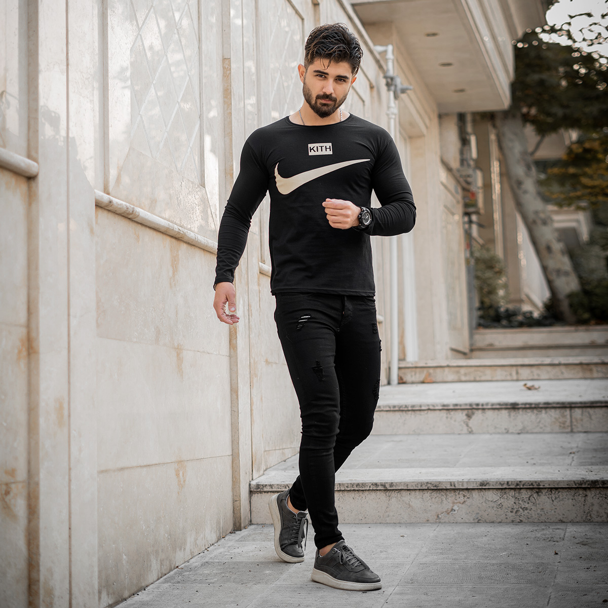 تیشرت آستین بلندمردانه Nike مشکی مدل A77