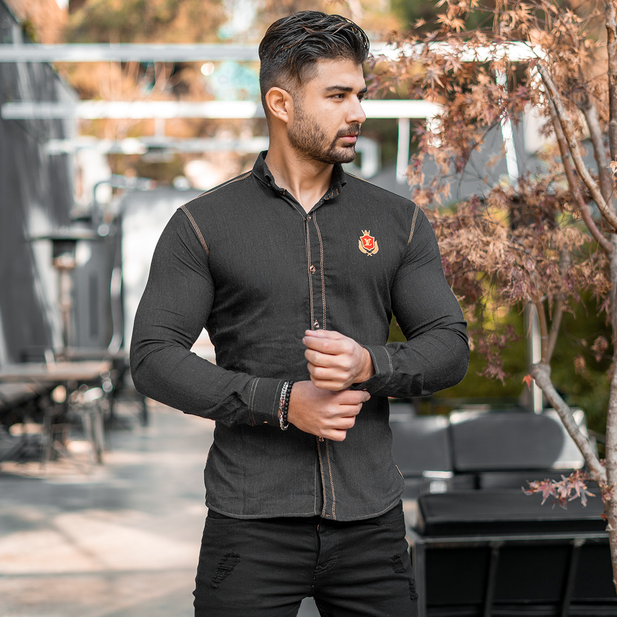 پیراهن مردانه مشکی مدل Gabi