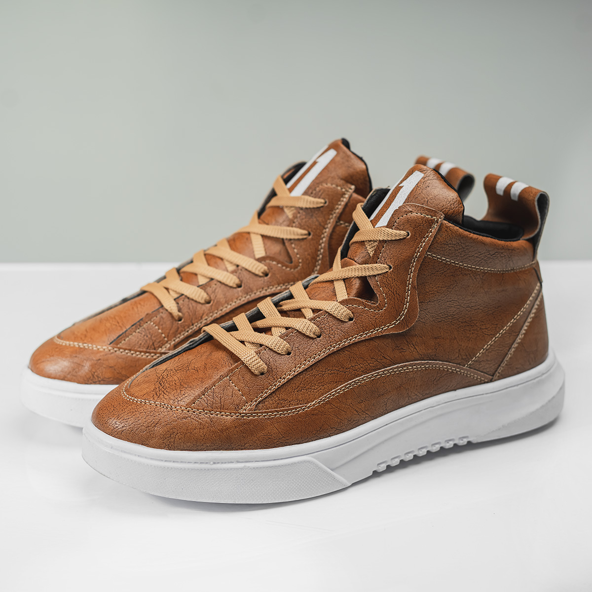 کفش تخت مردانه عسلی تیره مدل 11BYBY