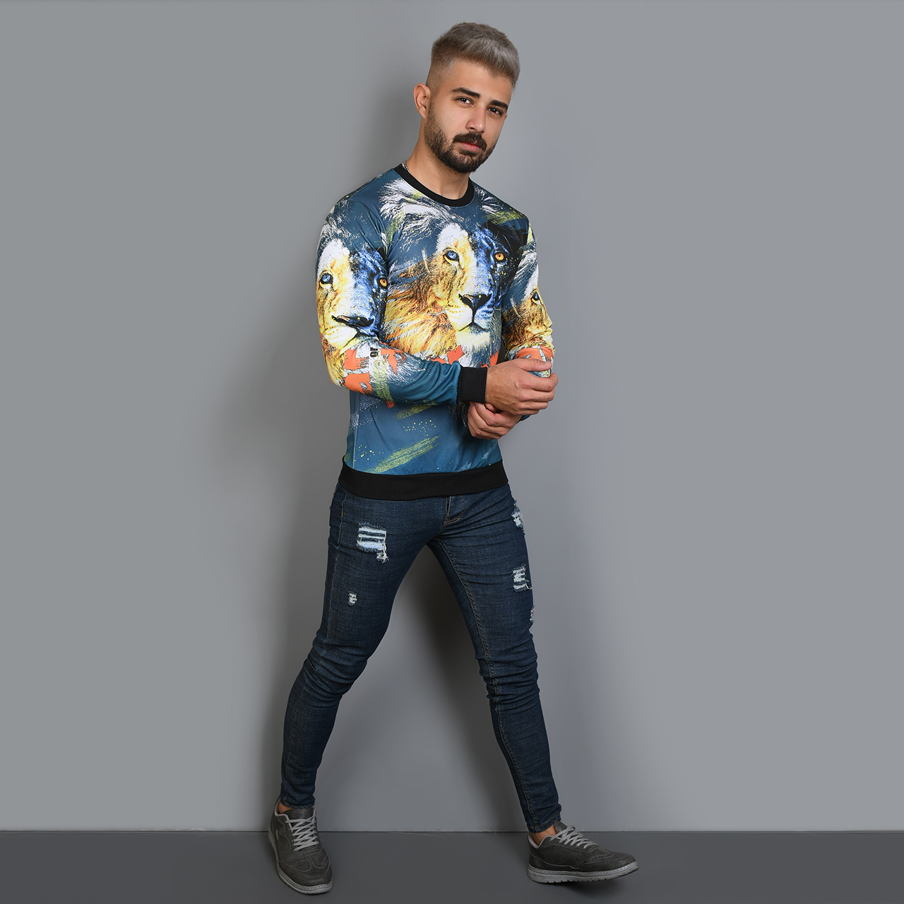 دورس مردانه طرح شیر سرمه ای مدل kasra