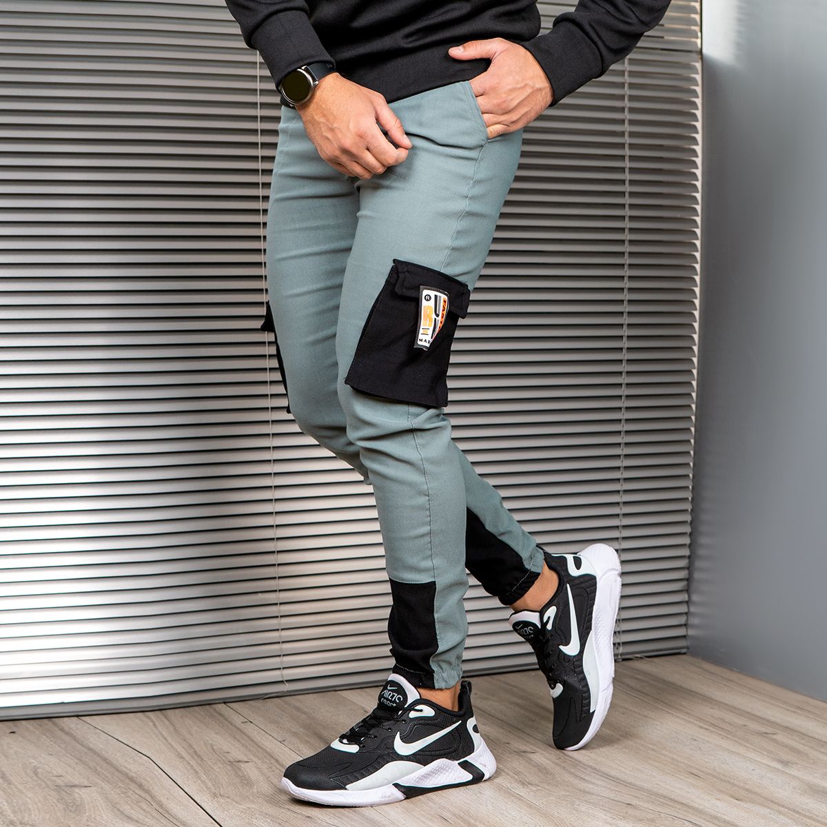 شلوار اسلش مردانه مشکی طوسی مدل Radan