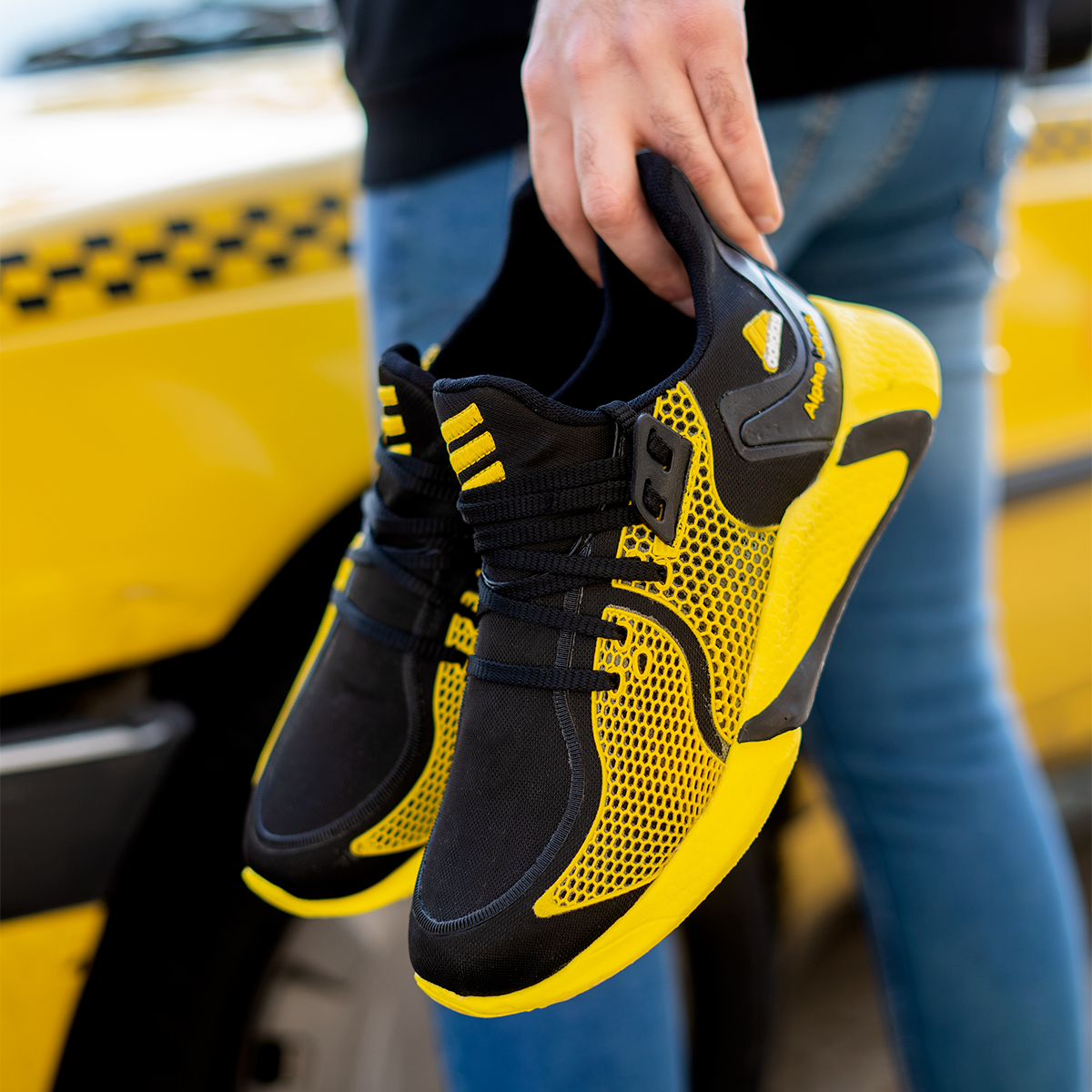 کفش ورزشی مردانه مشکی زرد مدل Arang