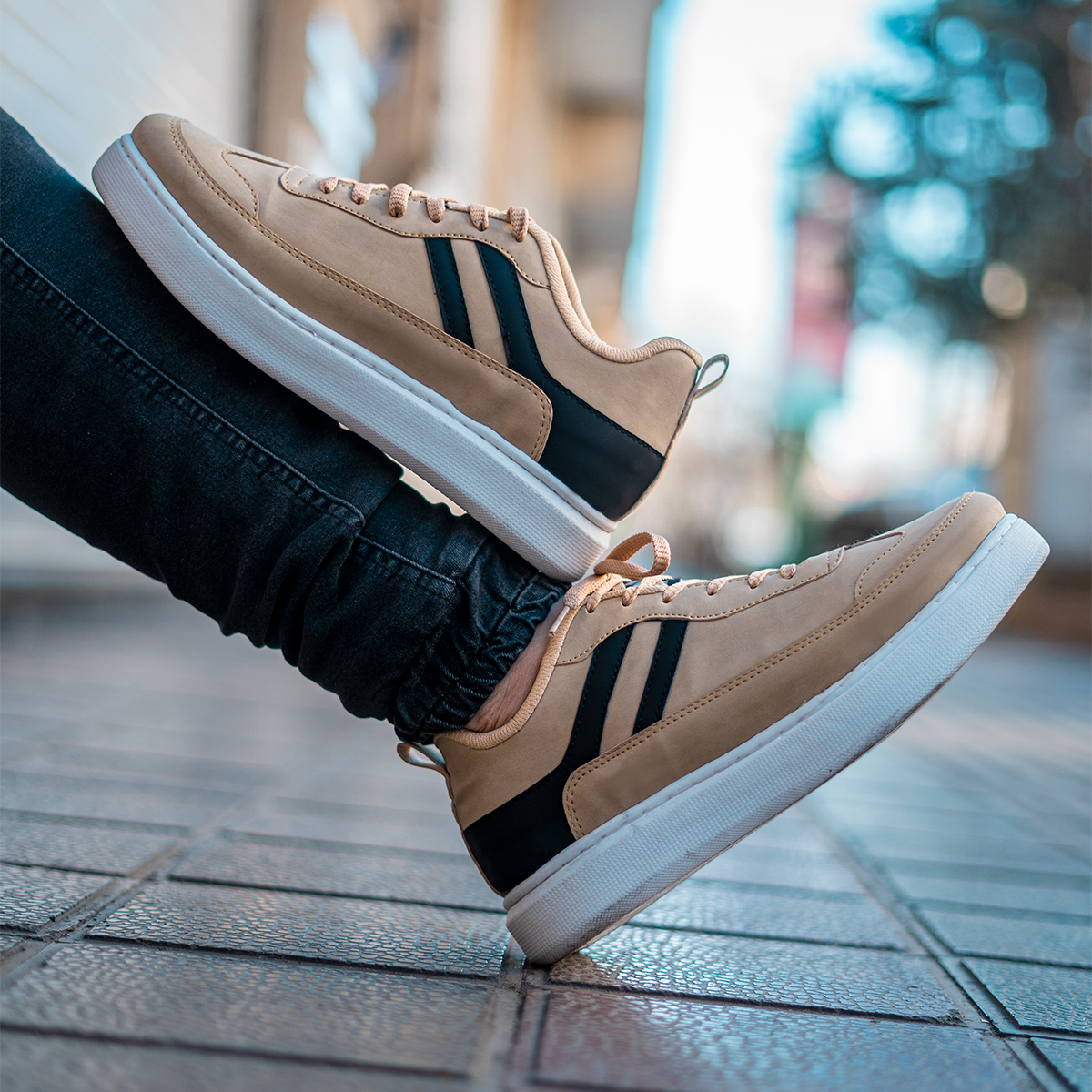 کفش تخت مردانه کرم مدل varosh