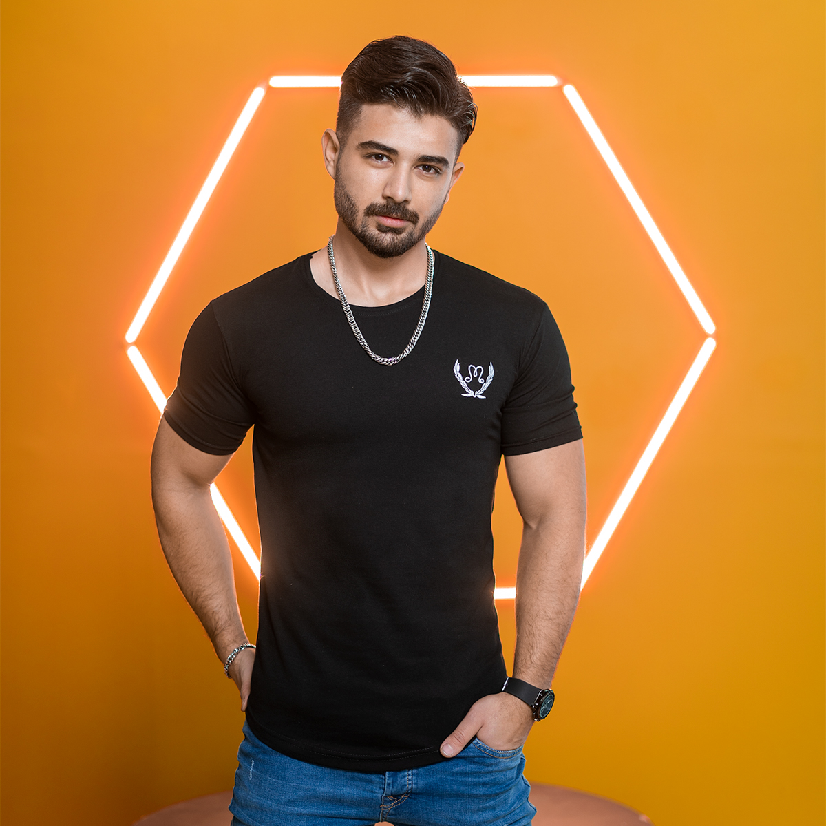 تیشرت مردانه مشکی مدل Maron