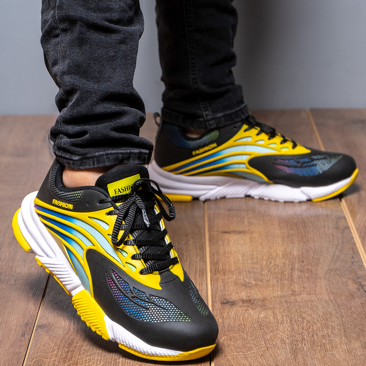 کفش ورزشی Fashion مردانه مشکی زرد مدلG550