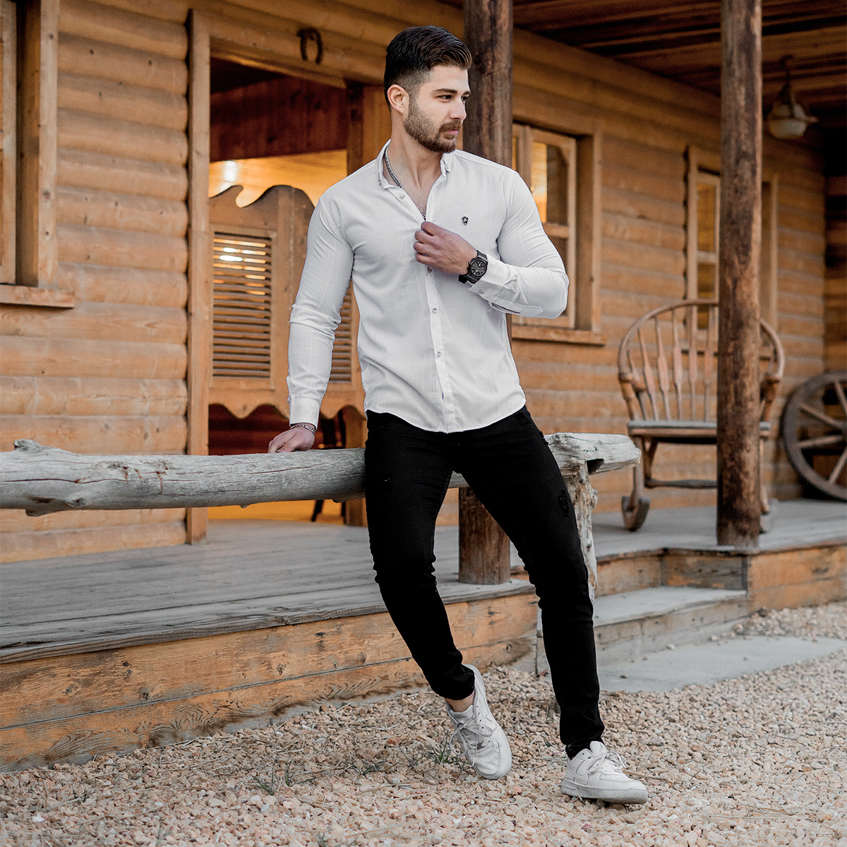 پیراهن مردانه سفید مدلFarzin