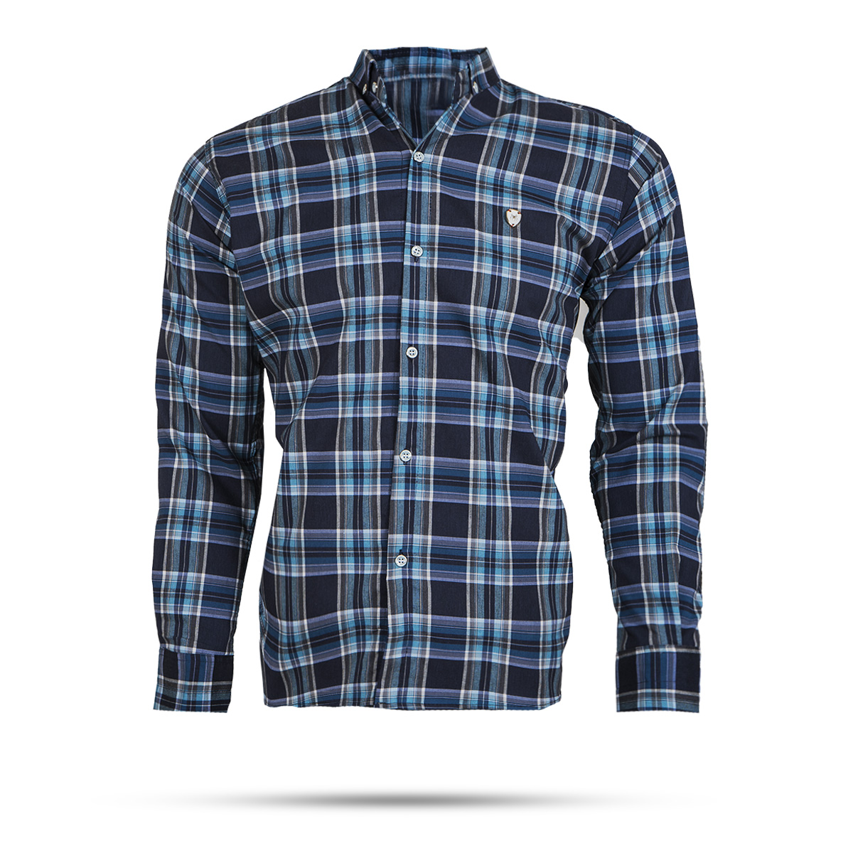 پیراهن چهارخونه سرمه ای آبی مردانه مدل katin