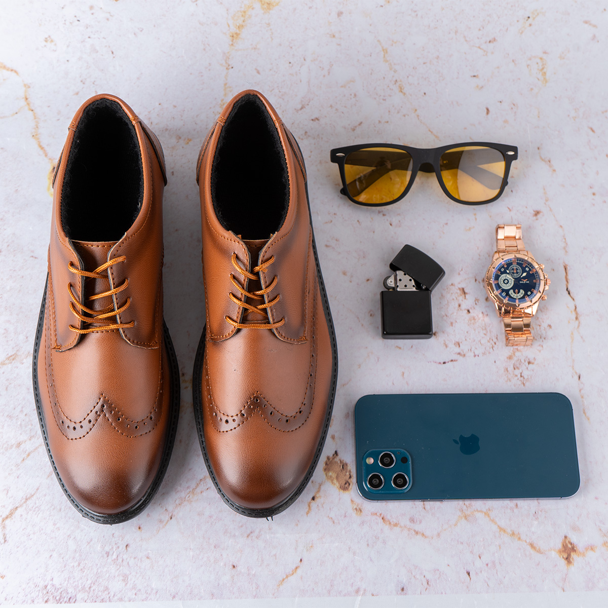 کفش رسمی مردانه عسلی مدل Aroma