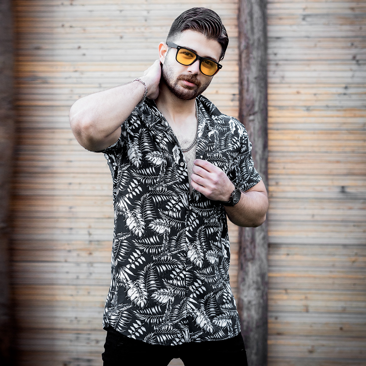 پیراهن هاوایی مردانه مدل Panik