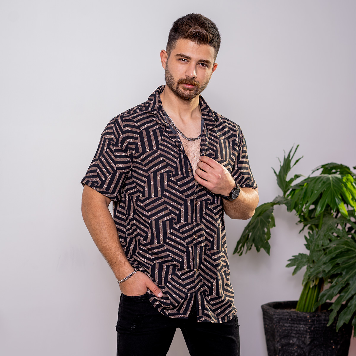 پیراهن هاوایی مردانه مدل G802