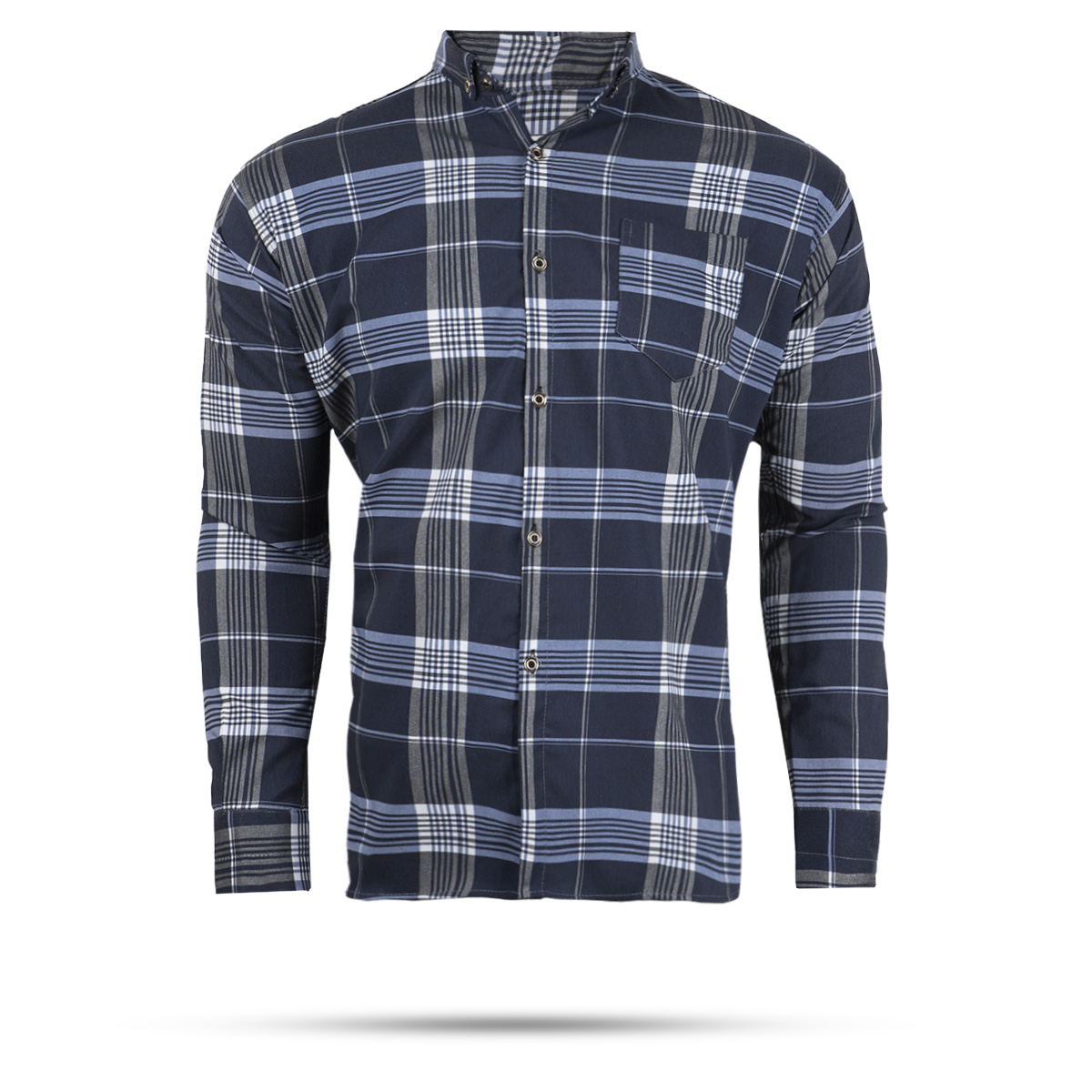 پیراهن راه راه مردانه طوسی آبی مدلwigo