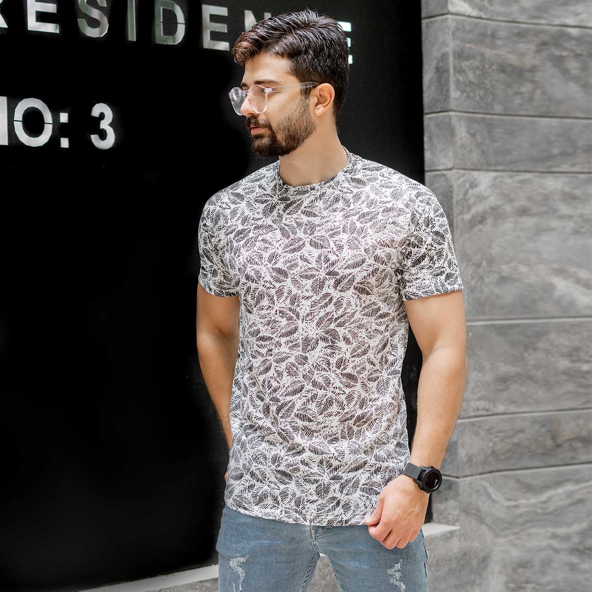 تیشرت هاوایی مردانه طرح برگ مدل oliva