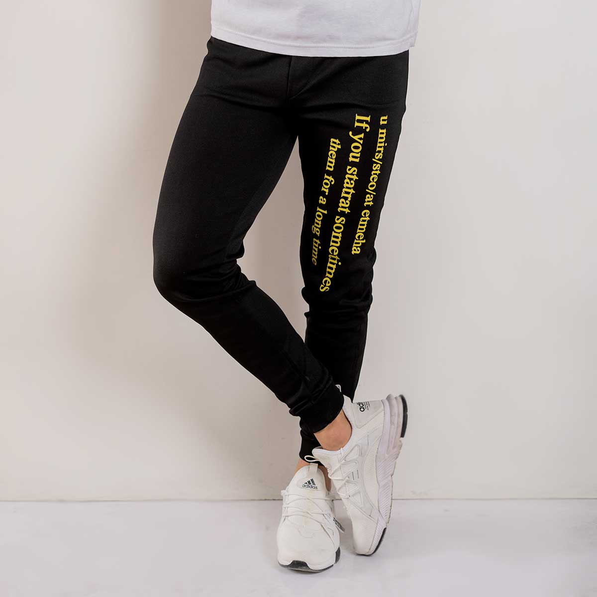 شلوار اسلش مردانه مشکی (T) مدل Text