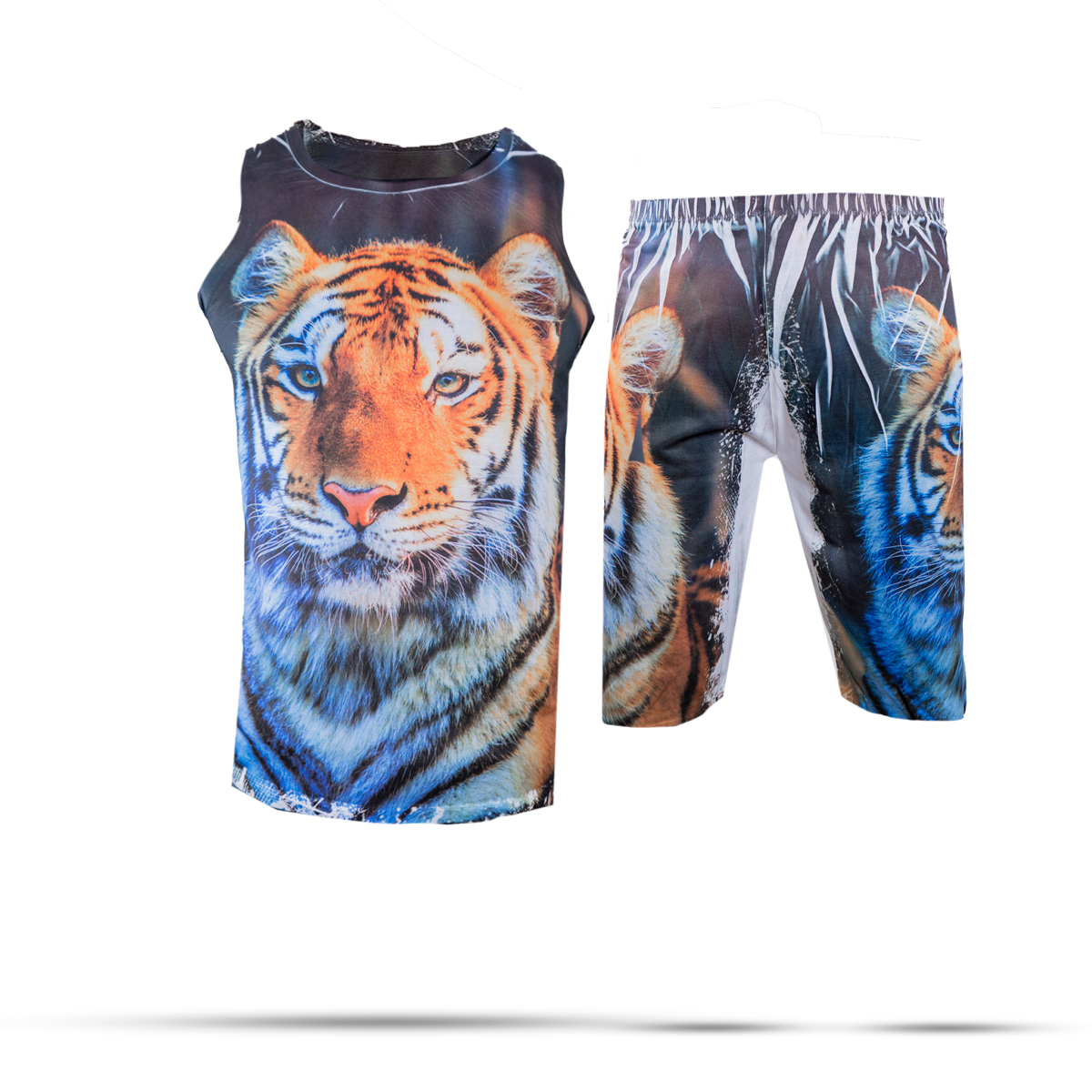 ست رکابی شلوارک طرح ببرنارنجی مردانه مدل A31