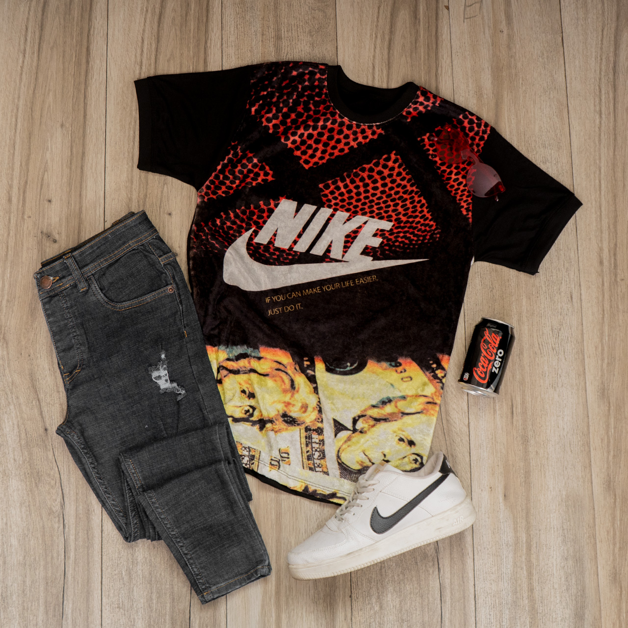 تیشرت مخمل مردانه نایک خال خال مدل L101