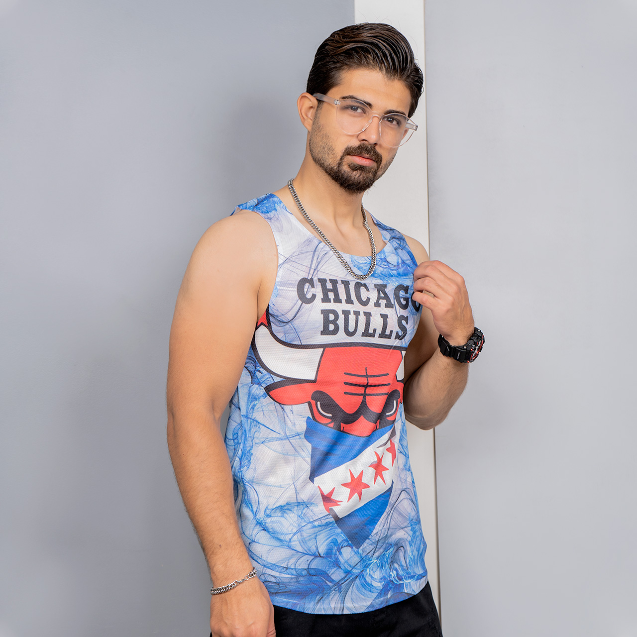 رکابی (T) مردانه آبی مدل Chicago