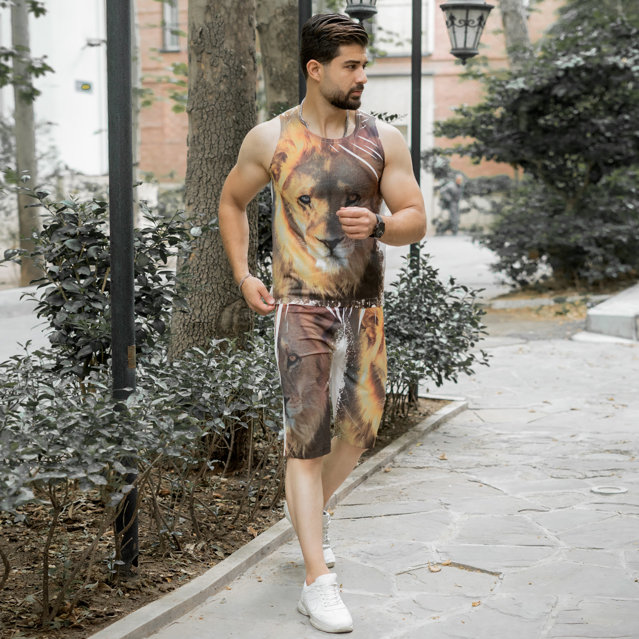 دو تا ست رکابی شلوارک طرح شیر مدل C28