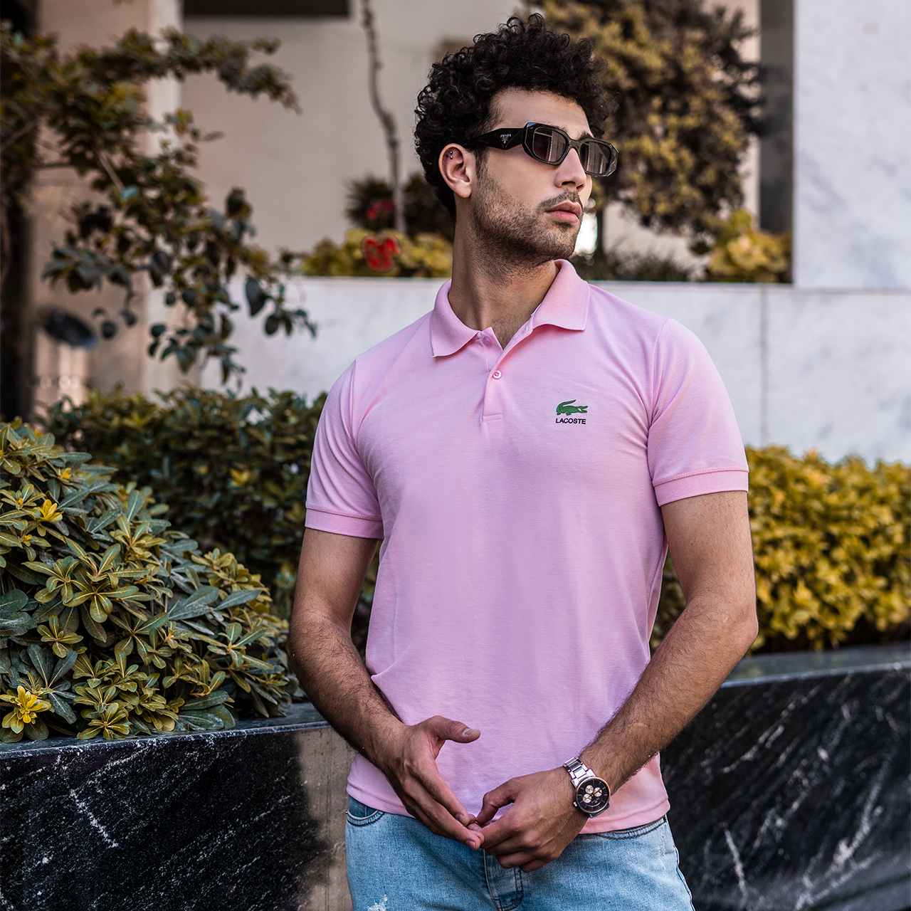 تیشرت مردانه Lacoste جودون-صورتی مدل Mahyar