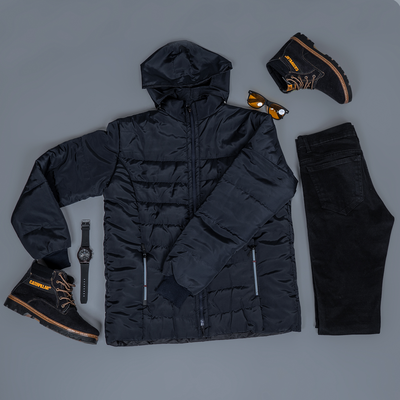 کاپشن مردانه ساده سرمه ای مدلAidin