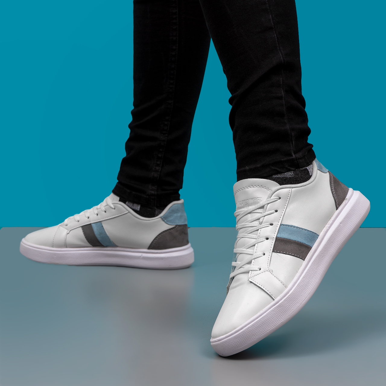 کفش تخت مردانه سفیدآبی مدل vensi