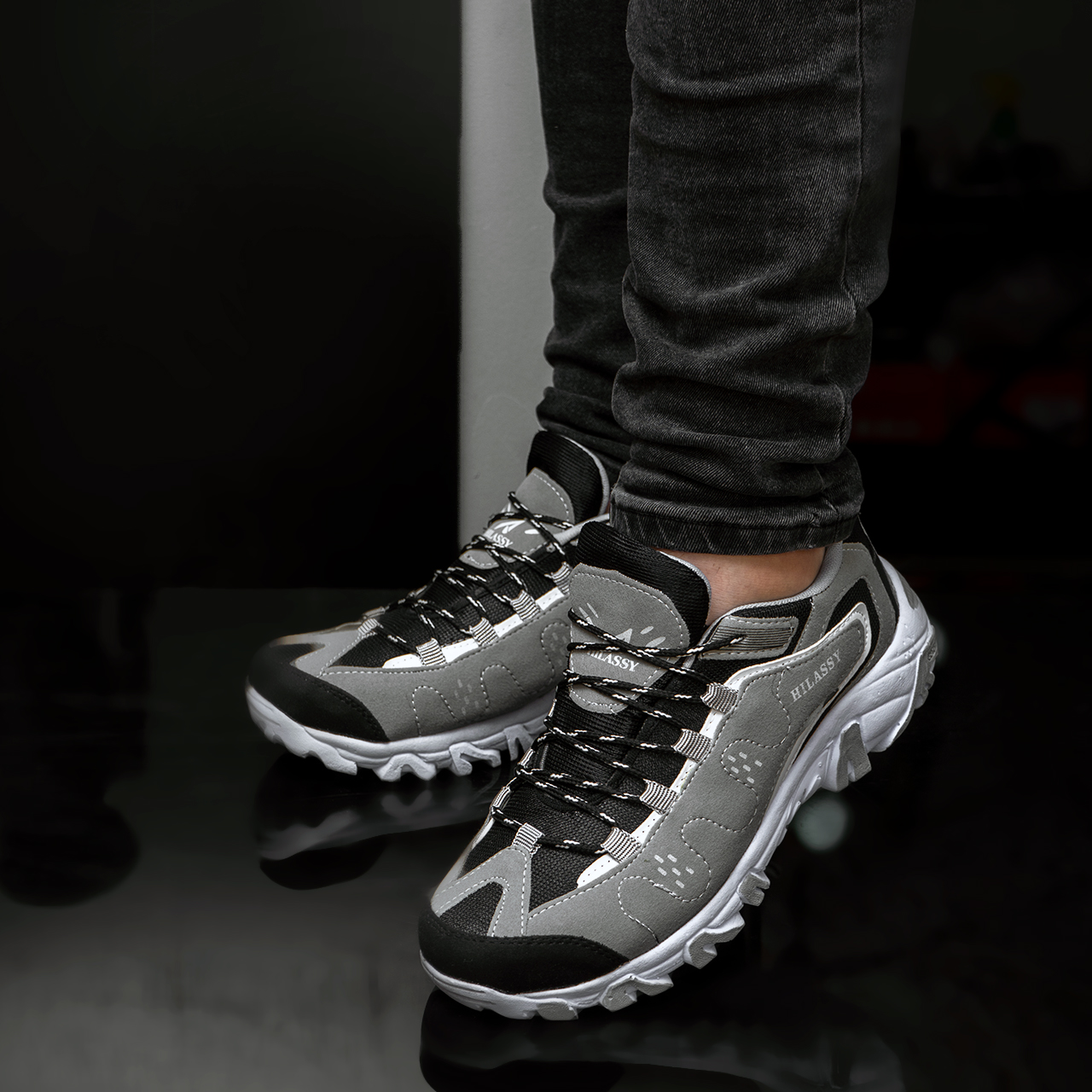 کفش ورزشی مردانه HILASSY طوسی مدل F53