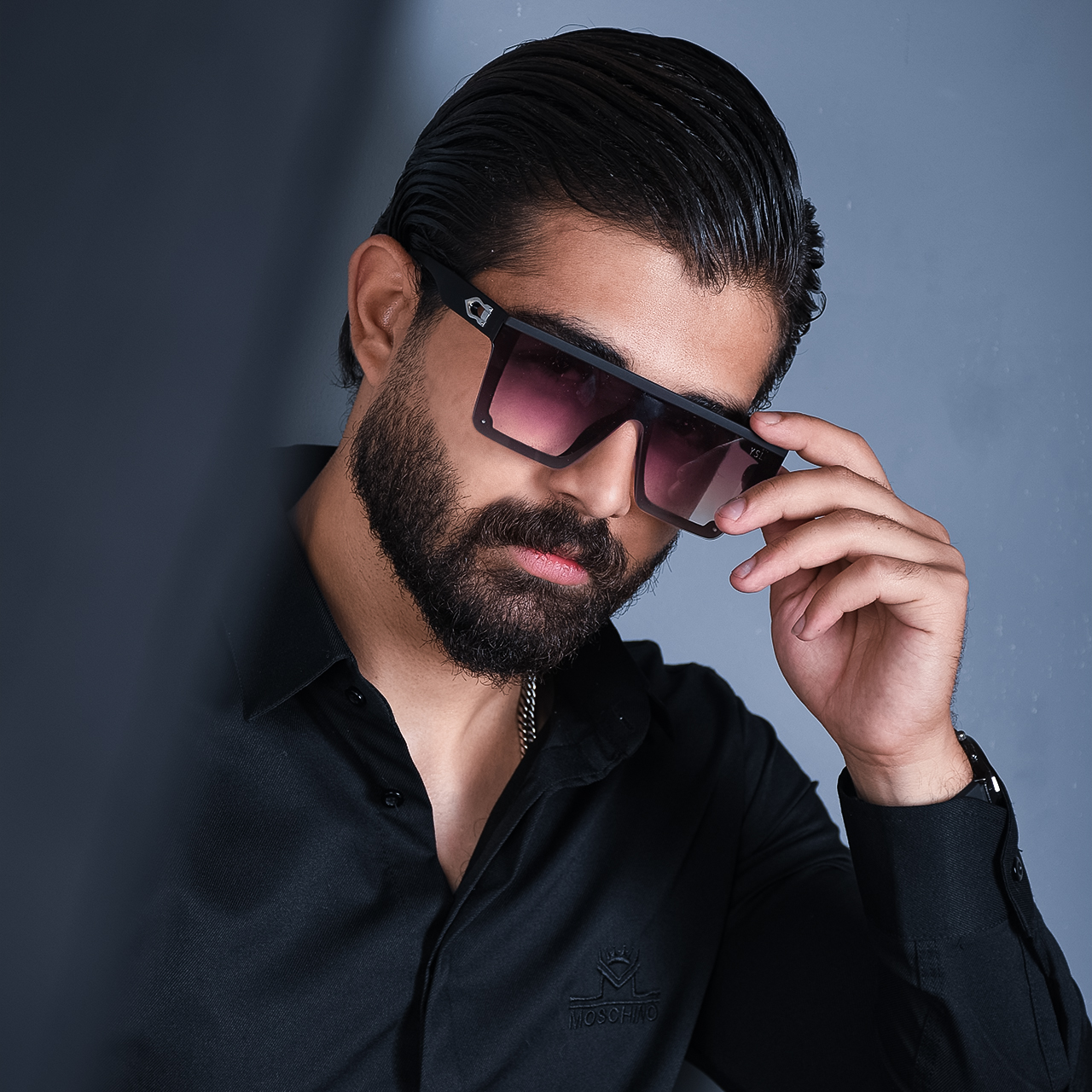 عینک آفتابی مشکی بنفش مدل ysl