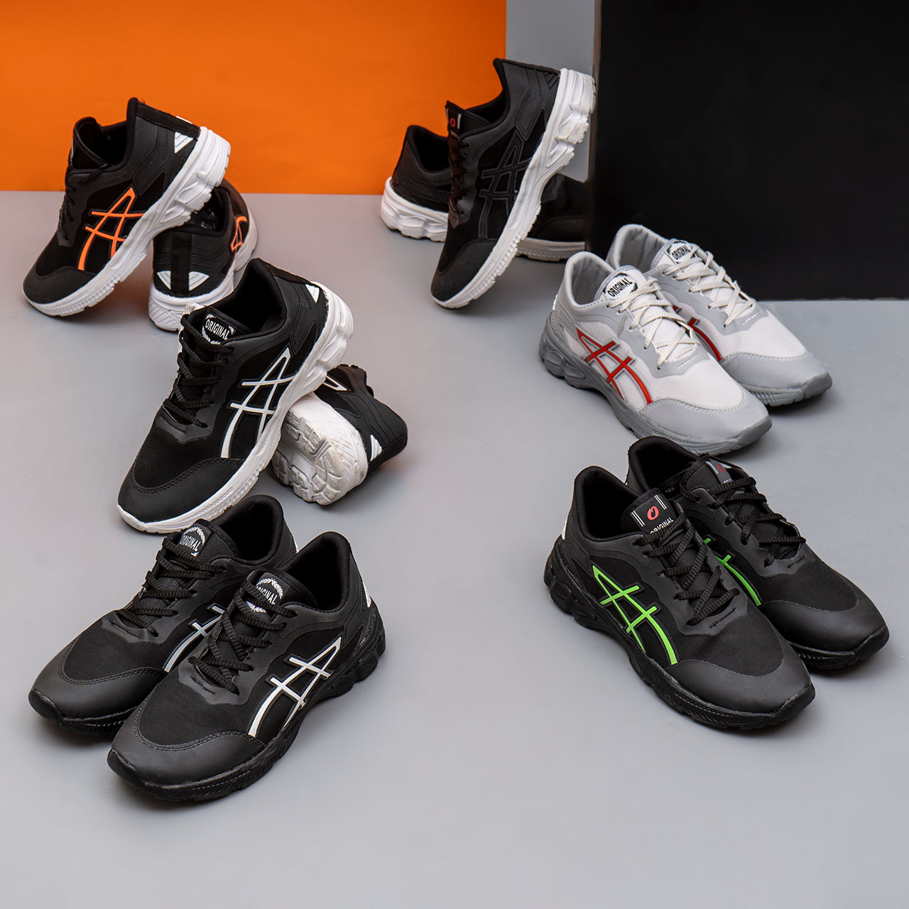 کفش ورزشی مشکی نارنجی زیره سفید مردانه مدل Rail