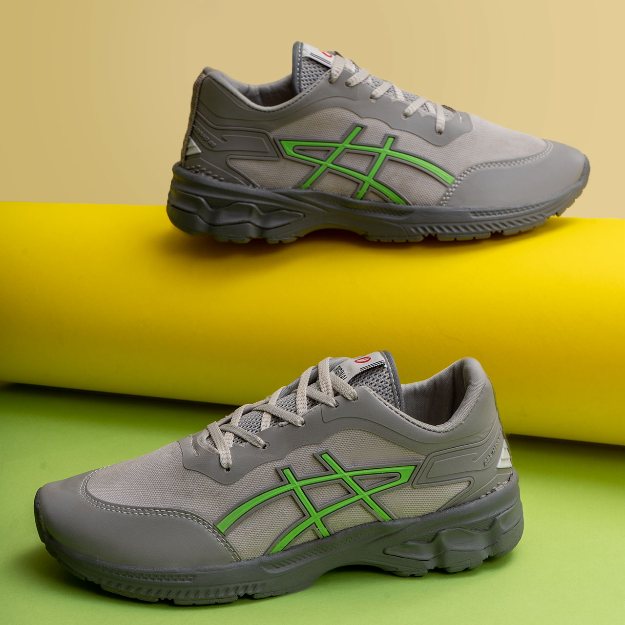 کفش ورزشی طوسی سبز زیره طوسی مردانه مدل Rail