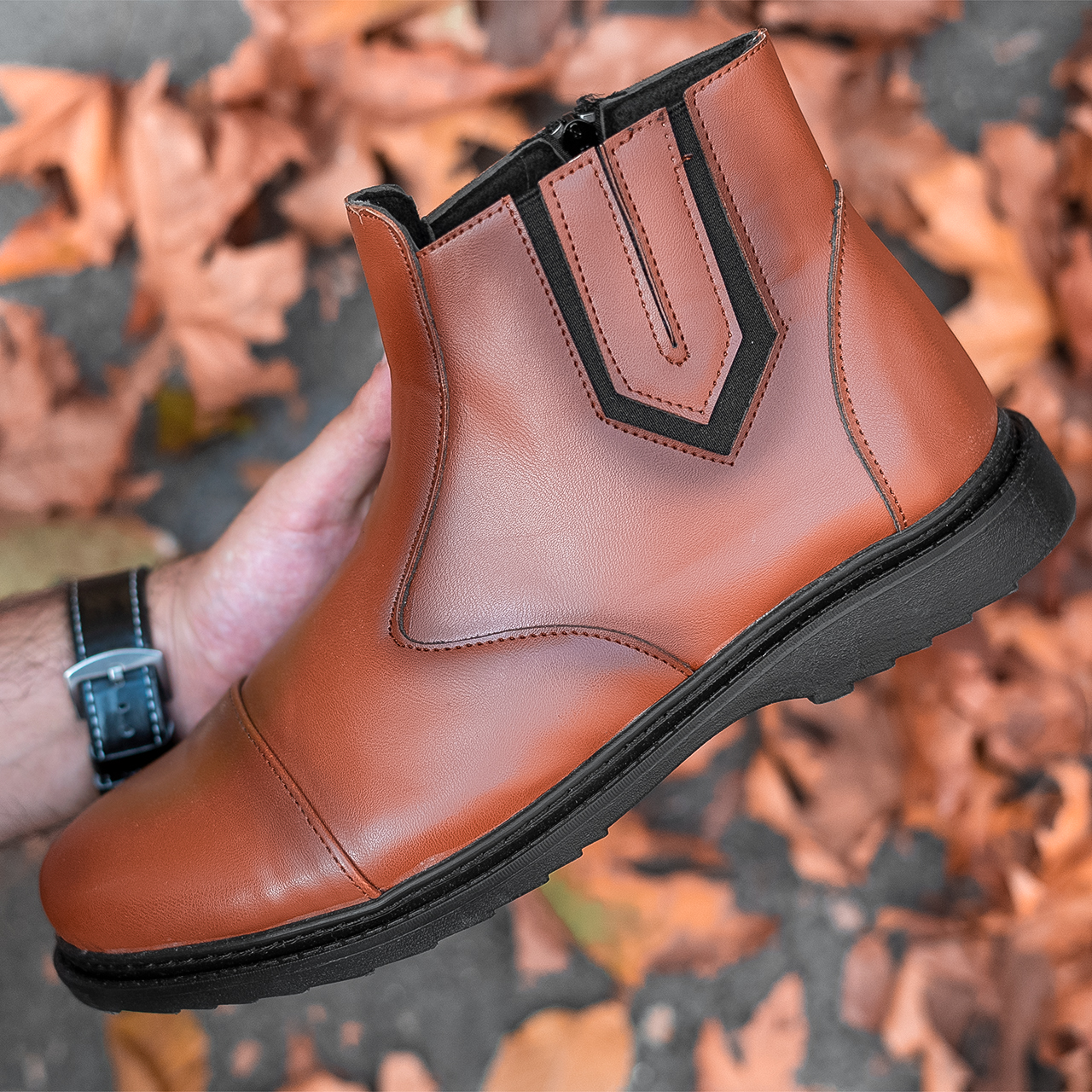 نیم بوت مردانه قهوه ای مدل Argan