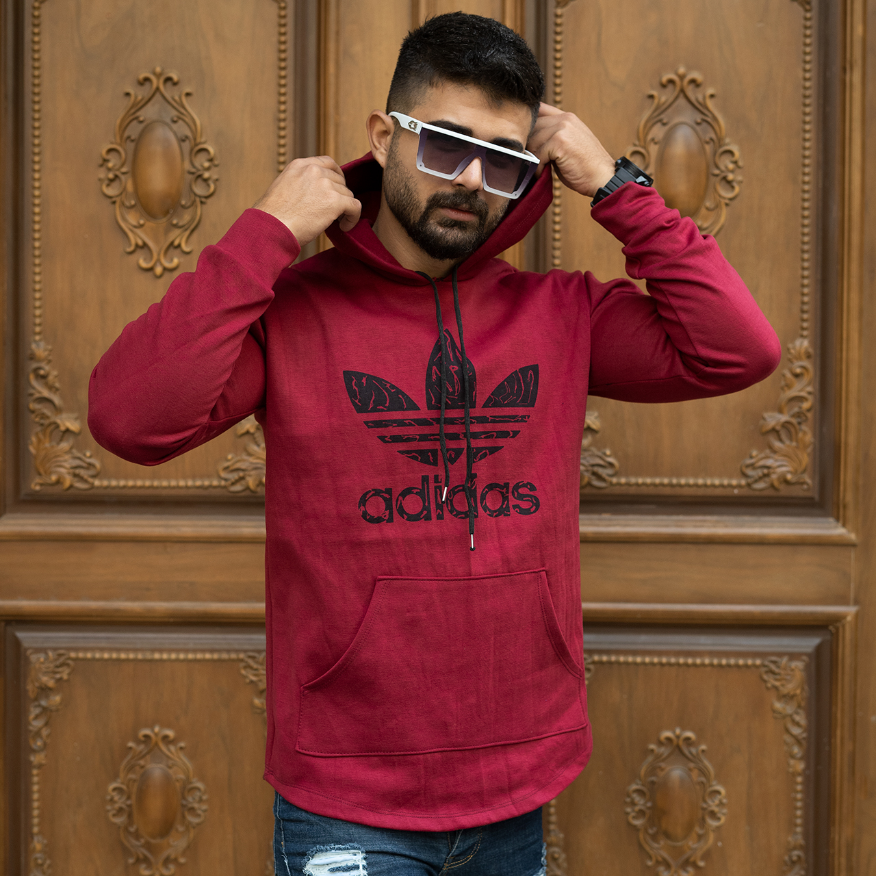 هودی Adidas مردانه زرشکی مدلQs