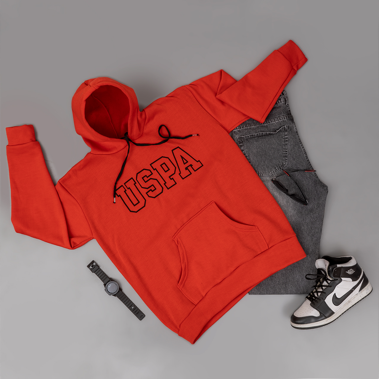 هودی مردانه USPA قرمز مدل Sarmad