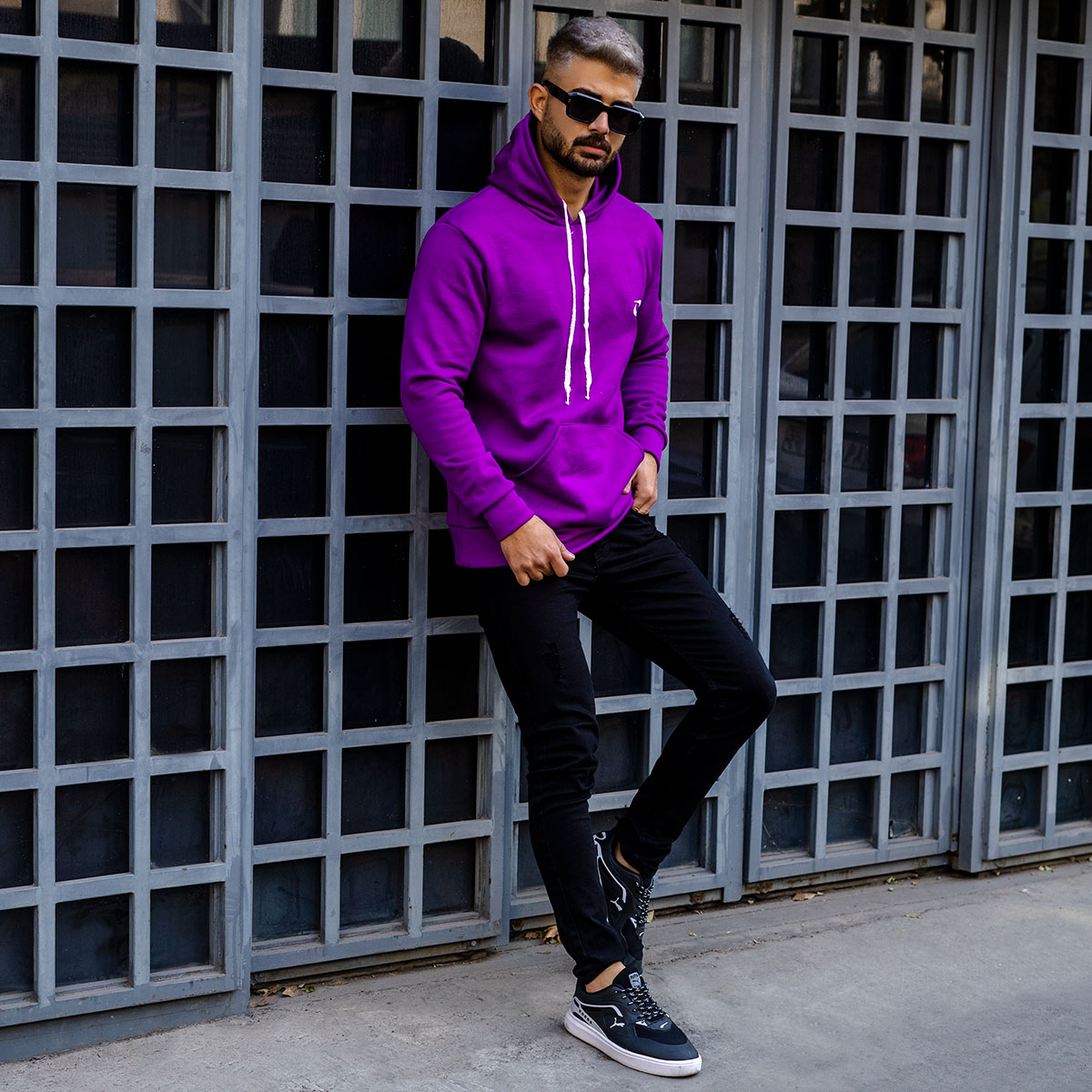 هودی مردانه نایک بنفش مدل Zanko