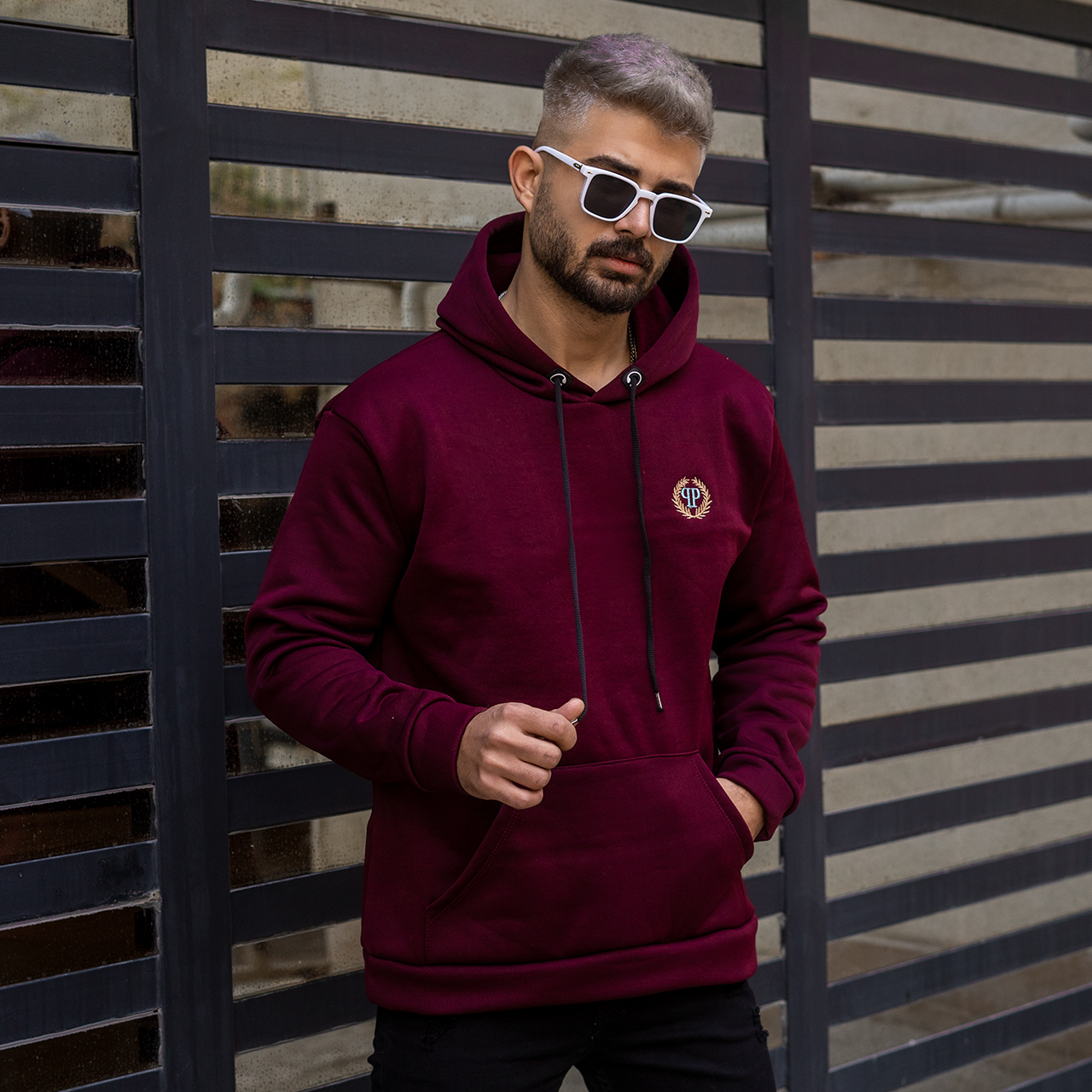 هودی مردانه زرشکی مدل Zanko