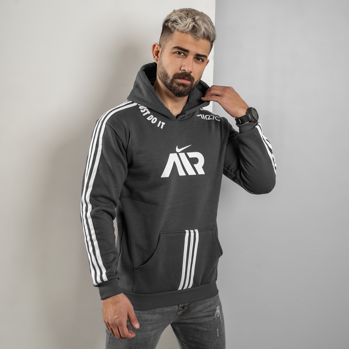 هودی NikeAir طوسی مردانه مدلHaman