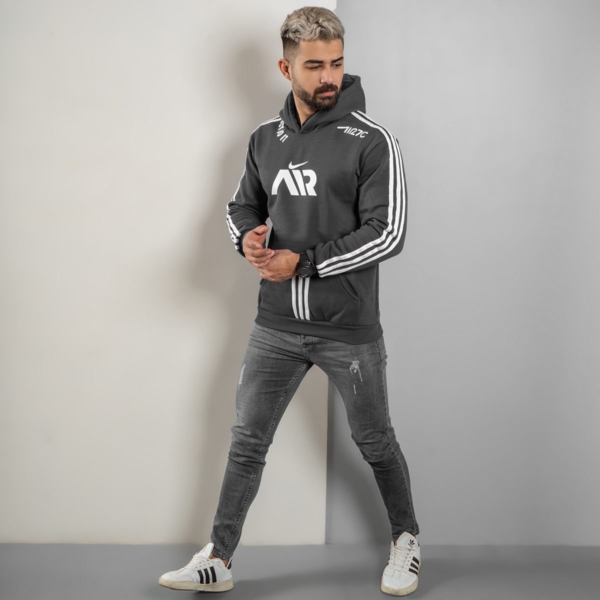 هودی NikeAir طوسی مردانه مدلHaman