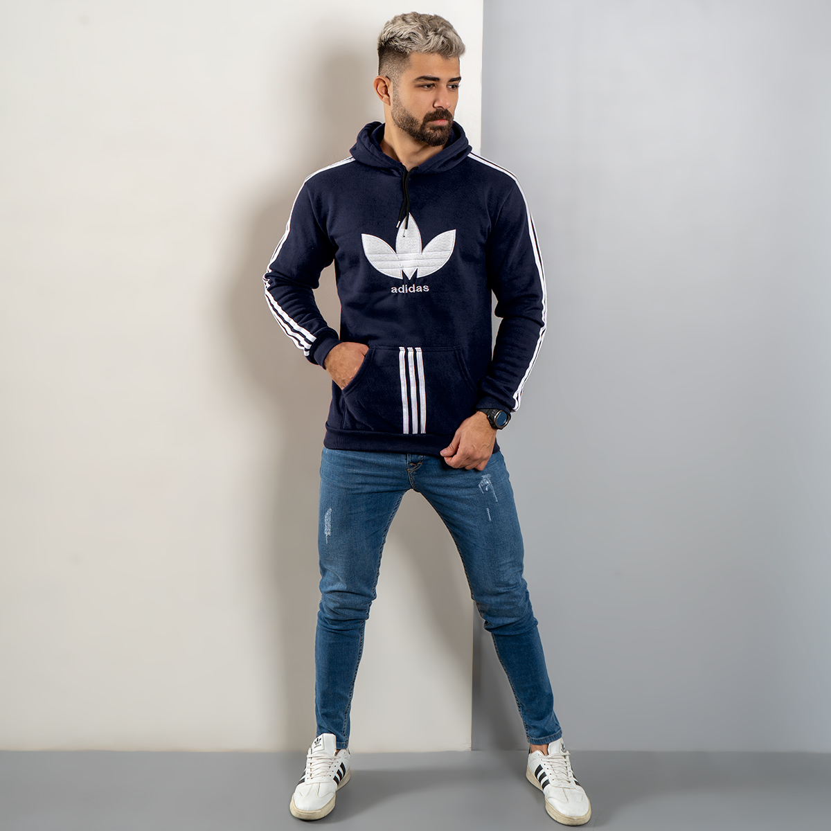 هودی مردانه Adidas سرمه ای مدل Patrick