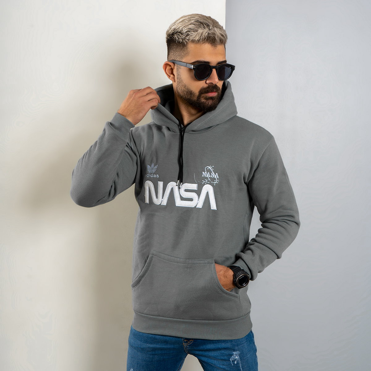 هودی مردانه Nasa طوسی مدل Jason